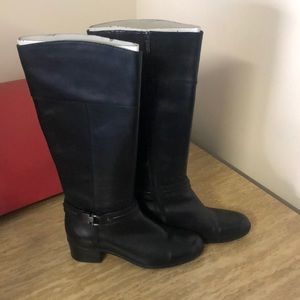 Black leather boots